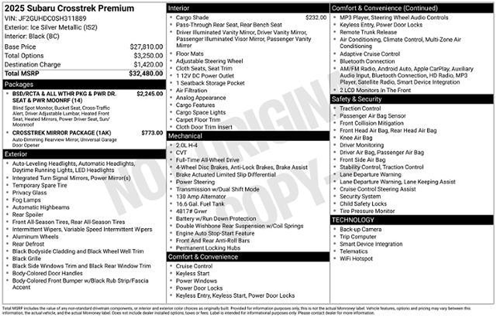 Certified 2025 Subaru Crosstrek 2.5i Premium AWD/4WD image 32