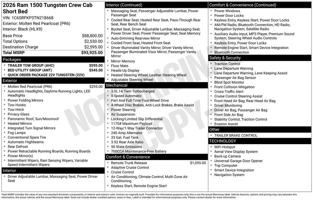 New 2026 RAM 1500 Tungsten w/ Trailer Tow Group AWD/4WD image 6