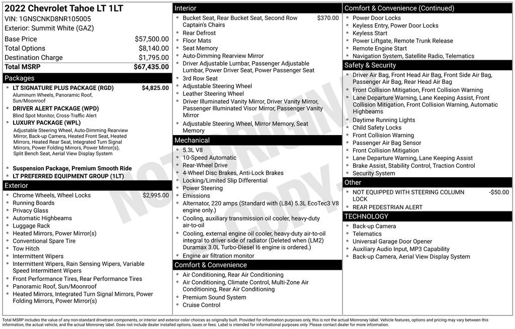 Used 2022 Chevrolet Tahoe LT w/ LT Signature Plus Package image 5