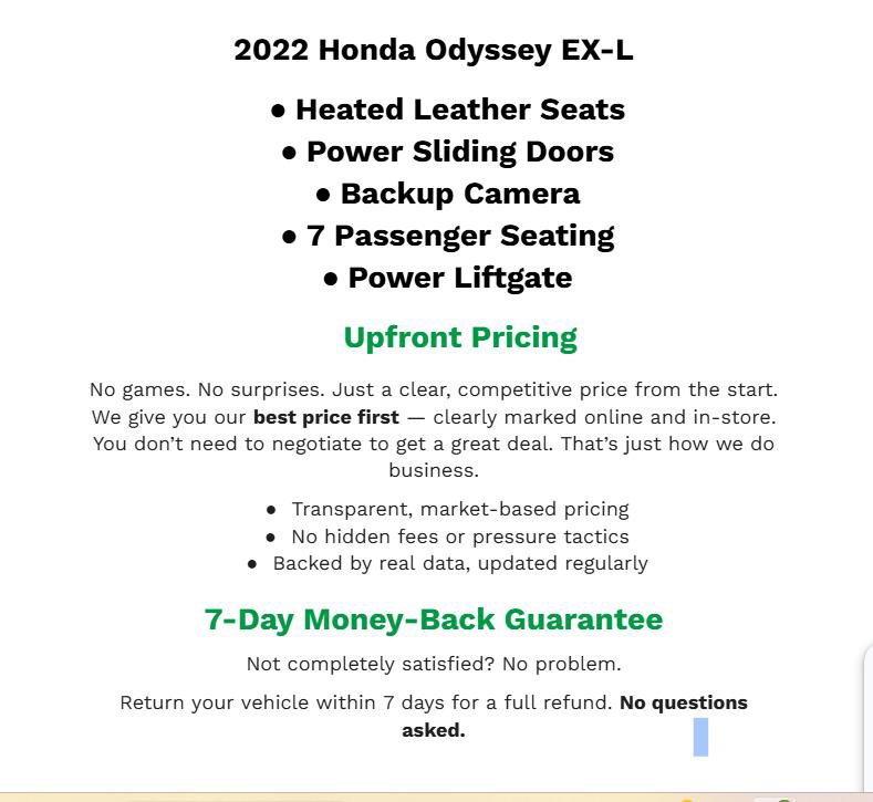 Used 2022 Honda Odyssey EX-L image 1