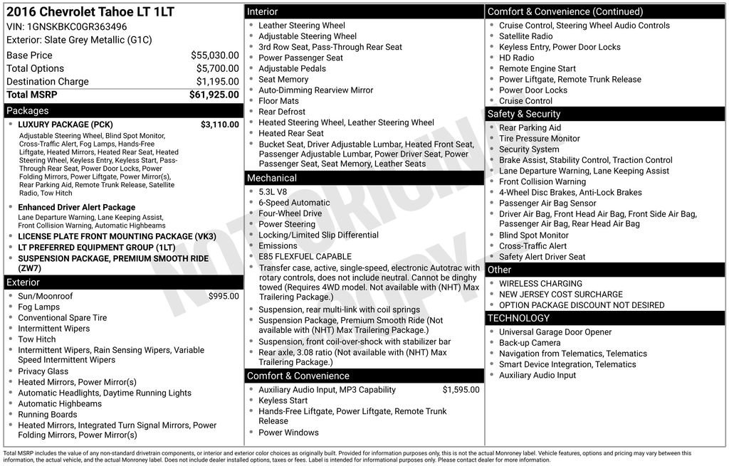 Used 2016 Chevrolet Tahoe LT w/ Luxury Package image 14