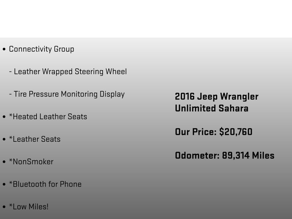 Used 2016 Jeep Wrangler Unlimited Sahara w/ Connectivity Group AWD/4WD image 12