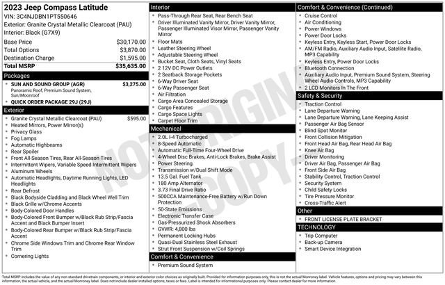 Used 2023 Jeep Compass Latitude w/ Sun and Sound Group AWD/4WD image 39