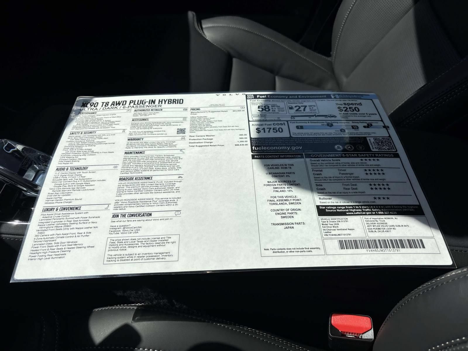 New 2026 Volvo XC90 T8 Ultra w/ Protection Package Premier AWD/4WD image 33