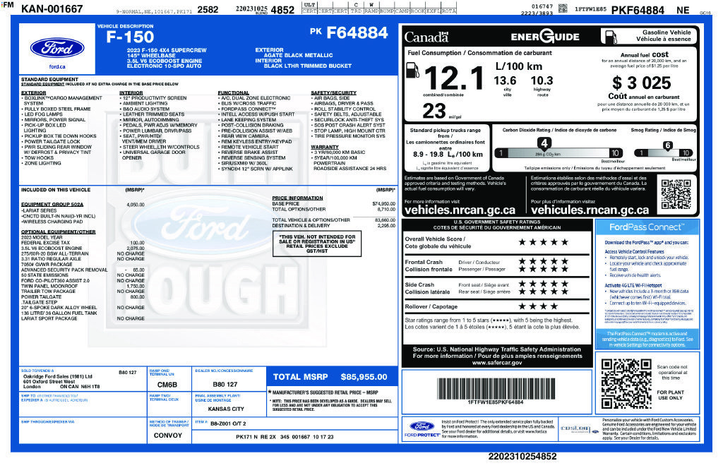 Used 2023 Ford F150 Lariat w/ Equipment Group 502A High AWD/4WD image 47