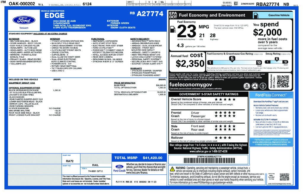 Used 2024 Ford Edge SE w/ Black Appearance Package AWD/4WD image 3