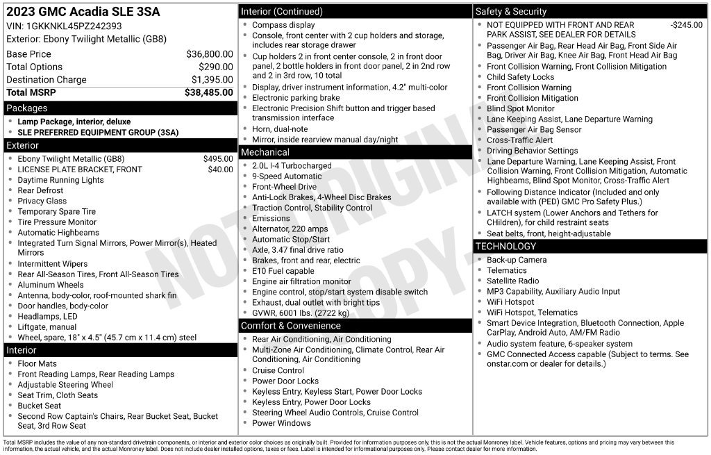 Certified 2023 GMC Acadia SLE FWD image 5