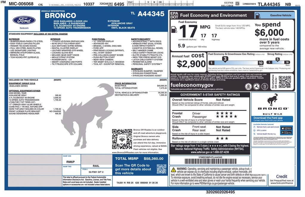 Used 2026 Ford Bronco Badlands AWD/4WD image 1