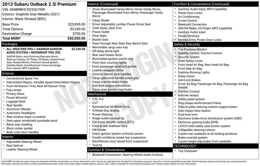 Used 2013 Subaru Outback 2.5i Premium image 26