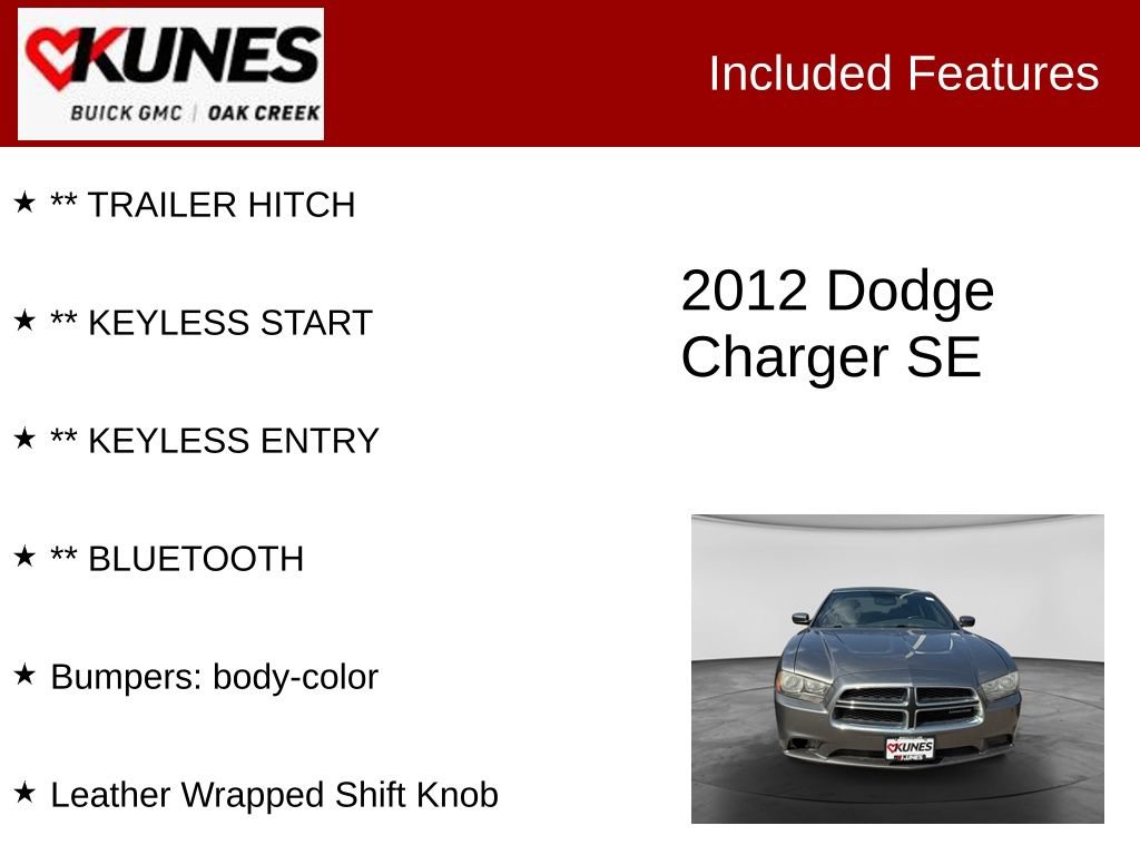 Used 2012 Dodge Charger SE w/ Connectivity Group RWD image 2