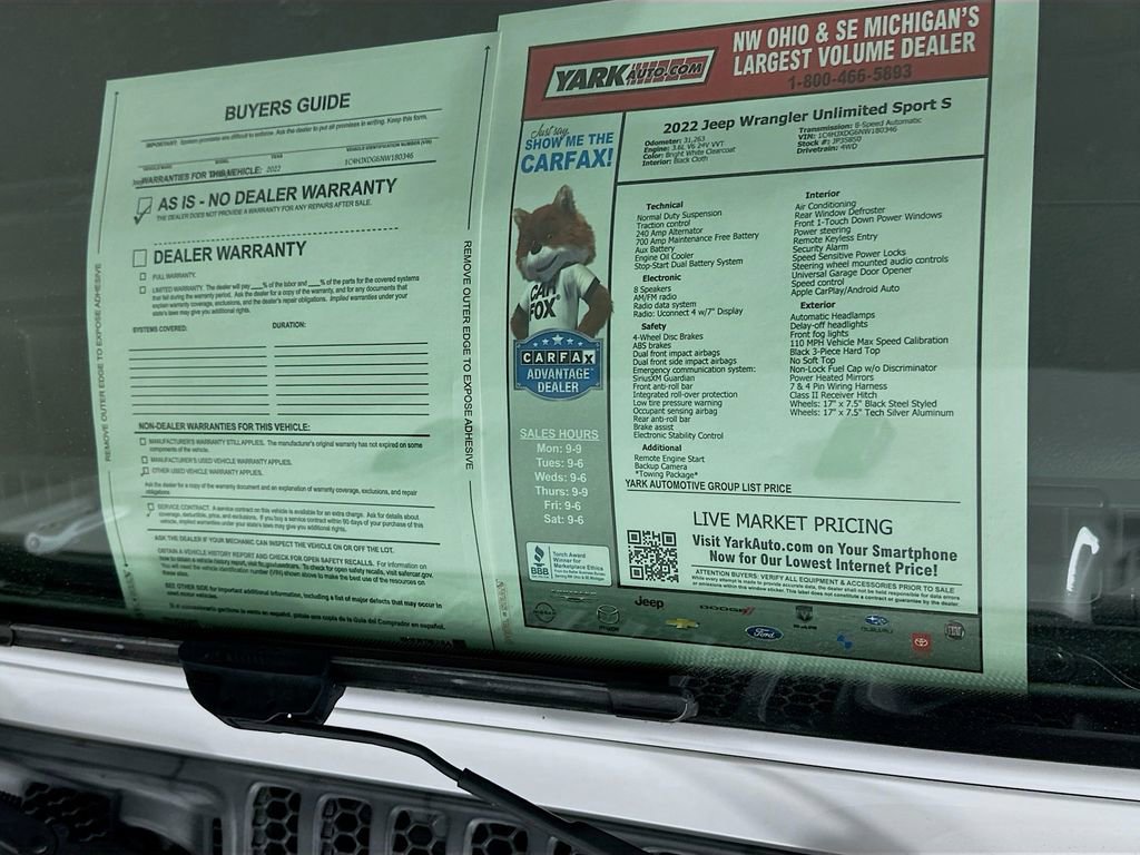 Certified 2022 Jeep Wrangler Unlimited Sport image 16