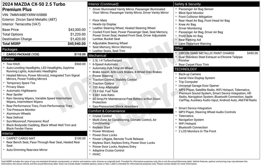 Certified 2024 MAZDA CX-50 2.5 Turbo w/ Cargo Package AWD/4WD image 31
