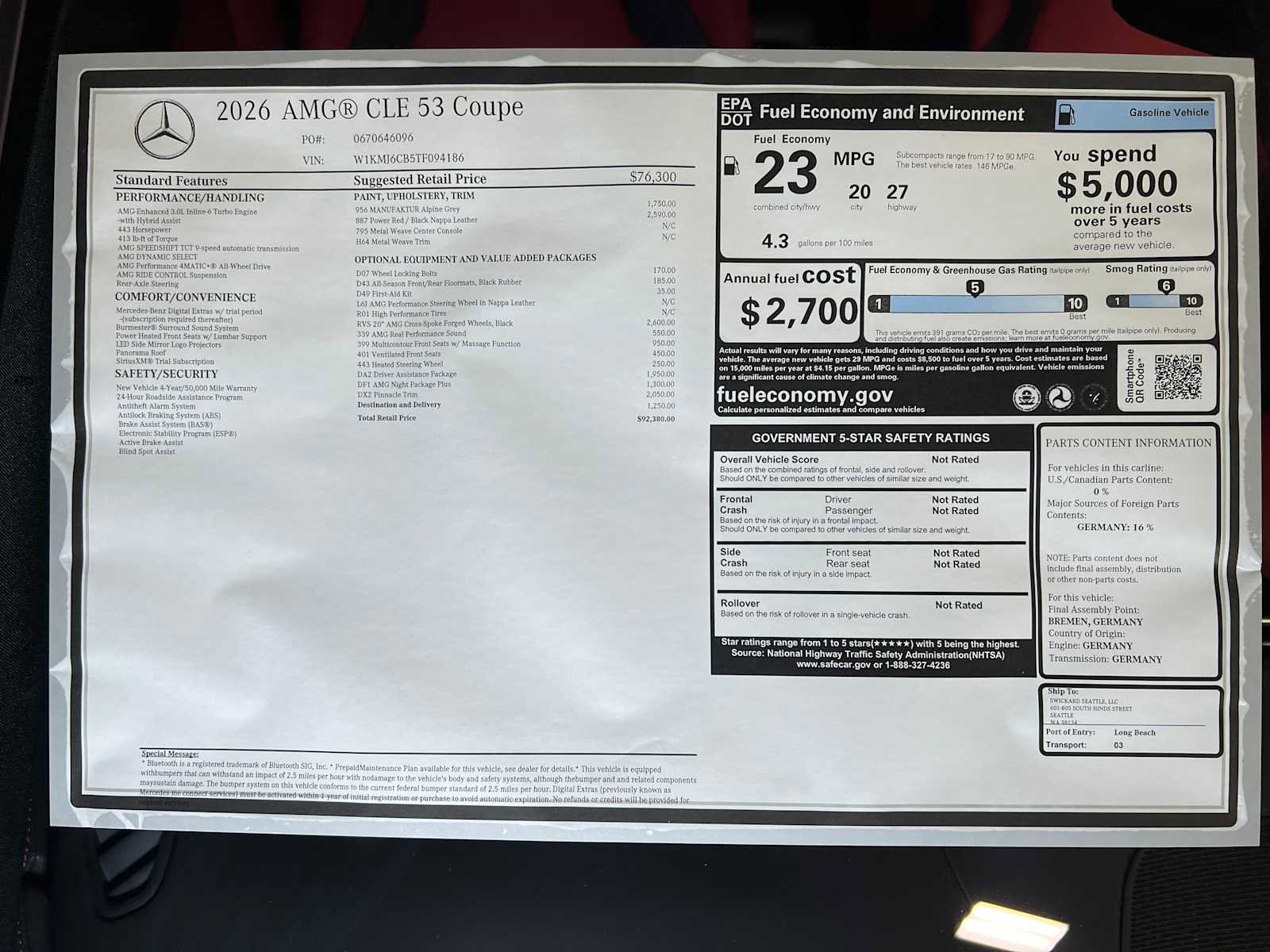 New 2026 Mercedes-Benz CLE 53 AMG 4MATIC Coupe image 39