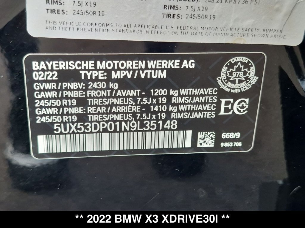 Used 2022 BMW X3 xDrive30i AWD/4WD image 29