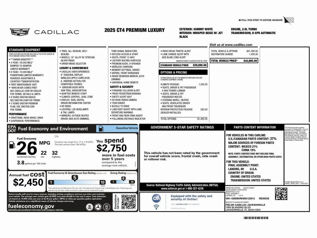 Used 2025 Cadillac CT4 Premium Luxury image 2