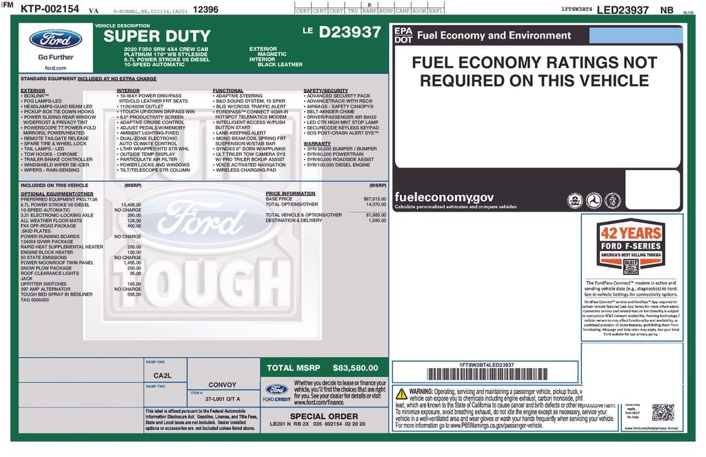 Used 2020 Ford F350 Platinum w/ FX4 Off-Road Package image 2