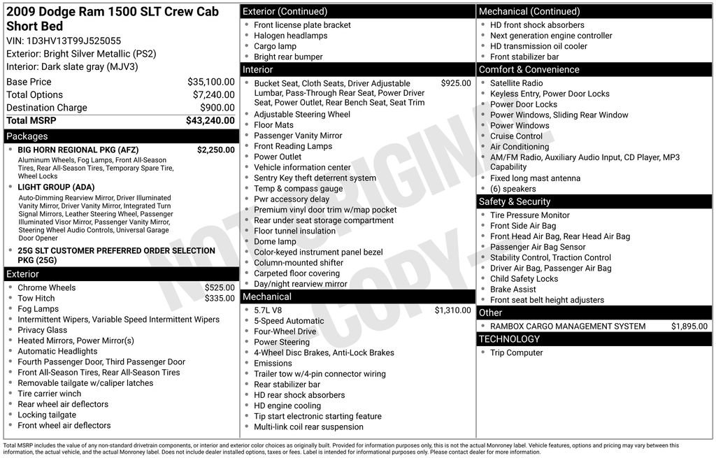 Used 2009 Dodge Ram 1500 Truck SLT w/ Big Horn Regional Pkg AWD/4WD image 13