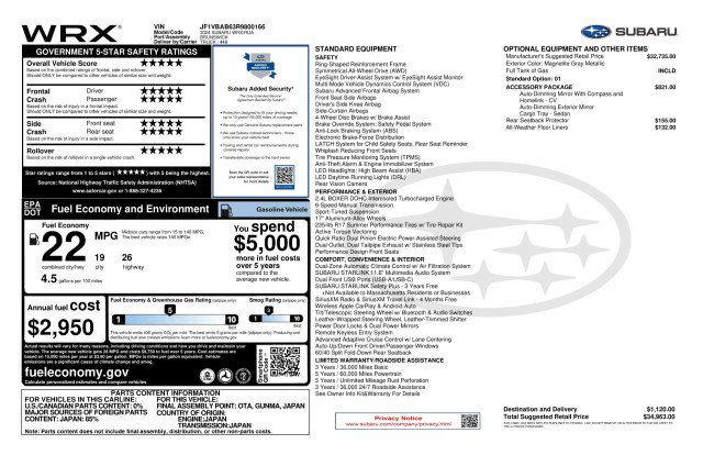 Used 2024 Subaru WRX w/ Accessory Package #2 AWD/4WD image 3