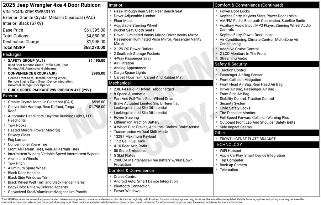 Used 2025 Jeep Wrangler Unlimited Rubicon 4xe w/ Safety Group image 4