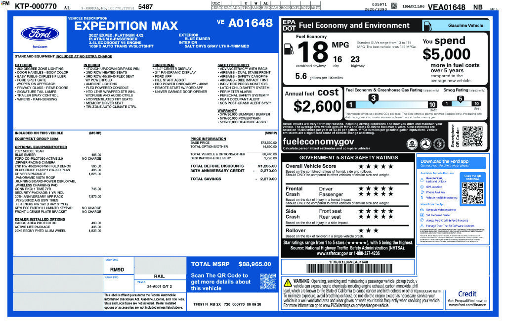 New 2027 Ford Expedition Max Platinum RWD image 4