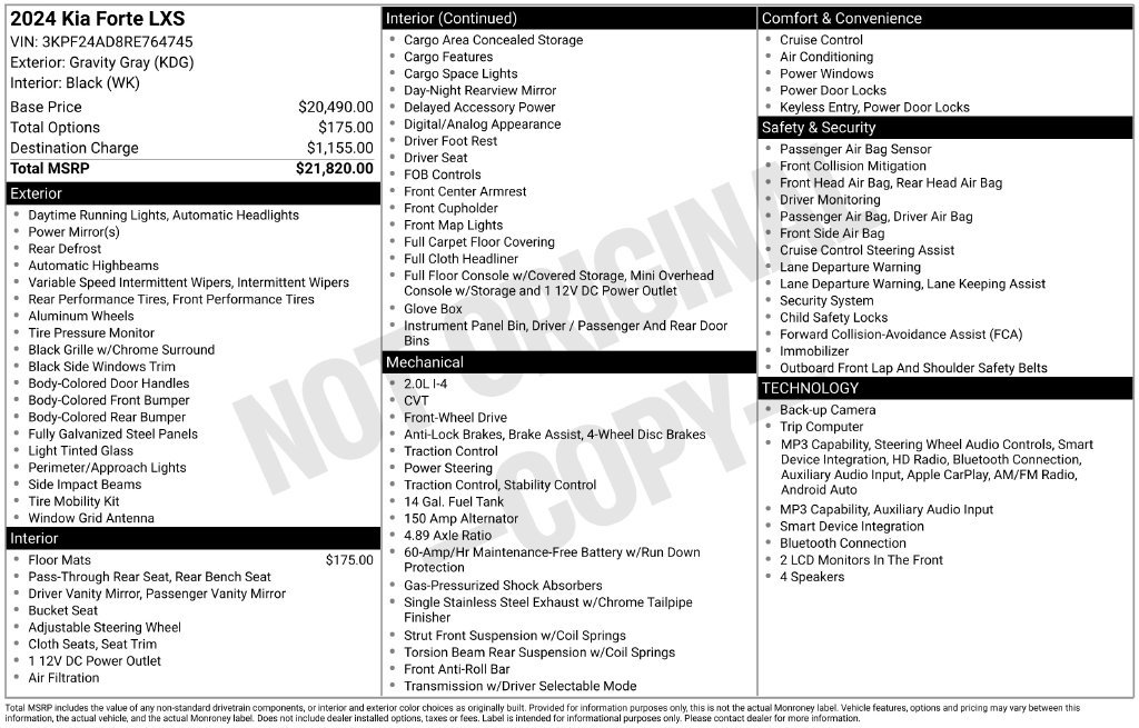 Certified 2024 Kia Forte LXS FWD image 8