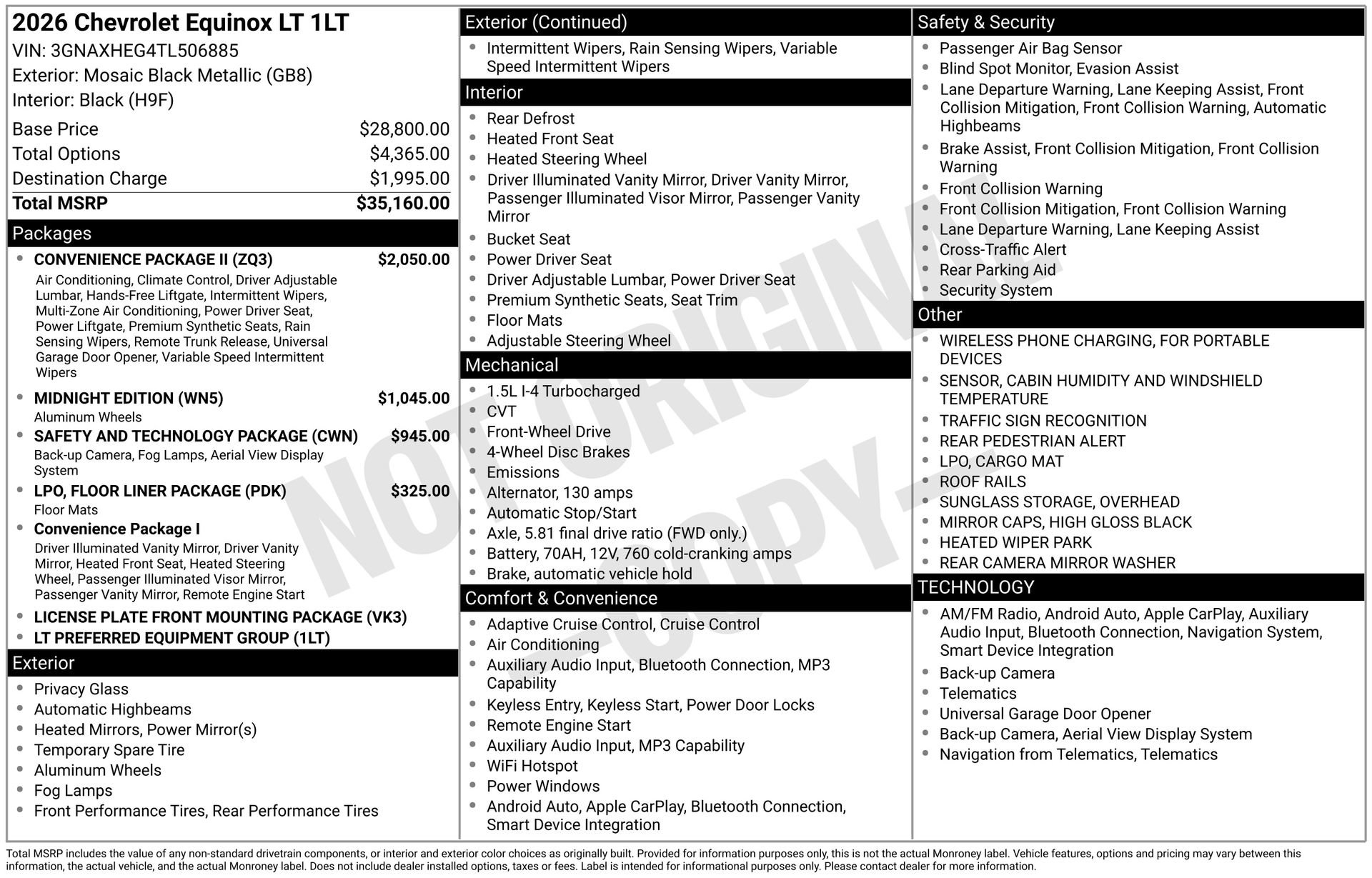 New 2026 Chevrolet Equinox LT w/ Convenience Package II FWD image 5