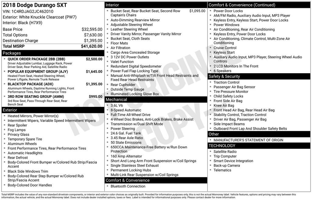 Used 2018 Dodge Durango SXT w/ Quick Order Package 2BB AWD/4WD image 5