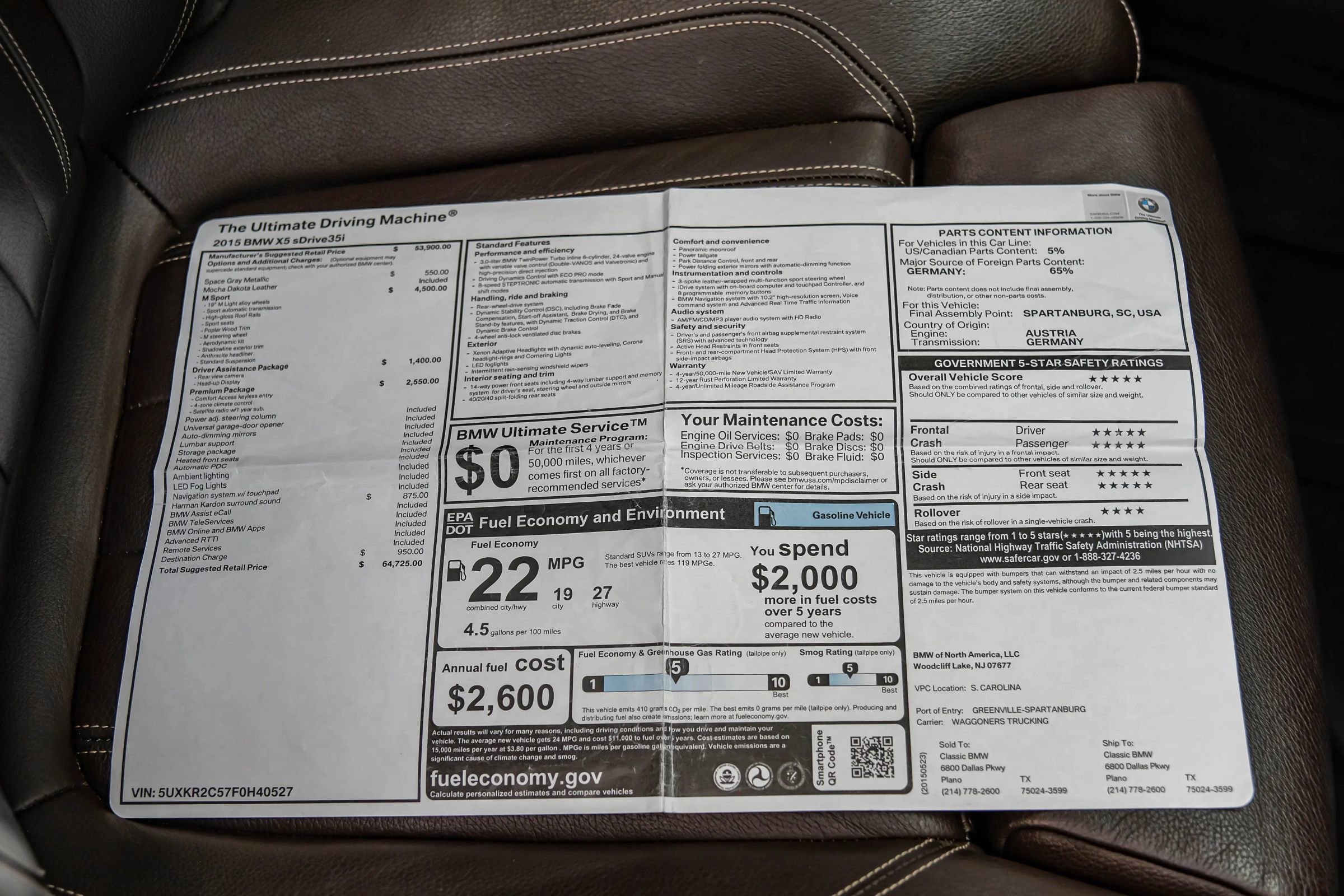 Used 2015 BMW X5 sDrive35i RWD image 70
