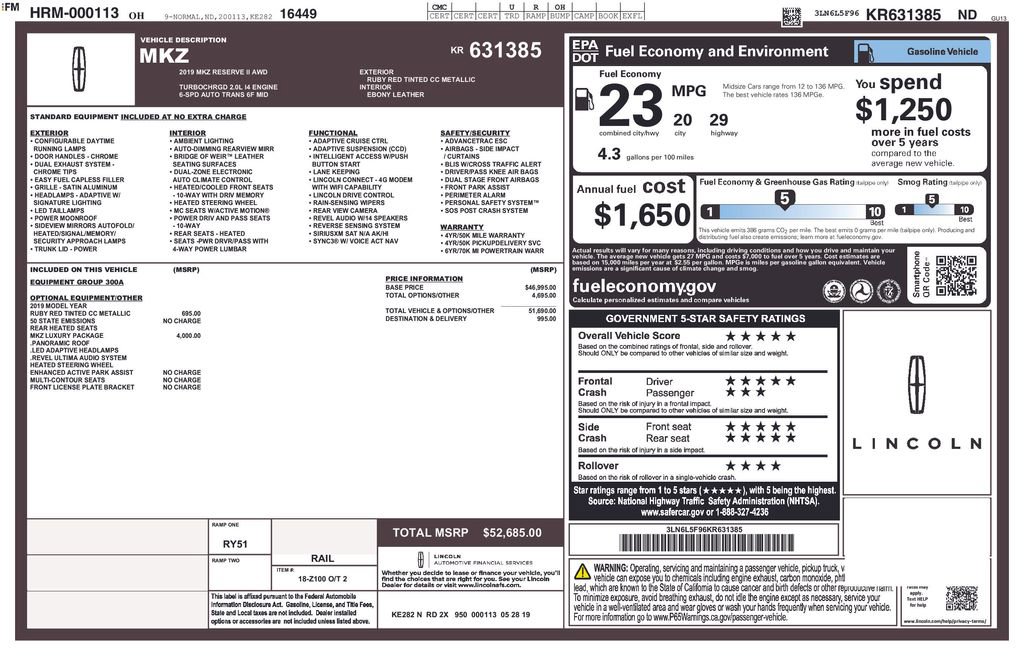 Used 2019 Lincoln MKZ Reserve w/ Luxury Package image 48