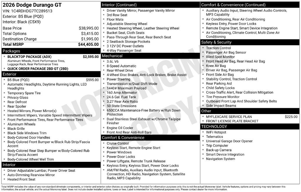 New 2026 Dodge Durango GT w/ Blacktop Package RWD image 6