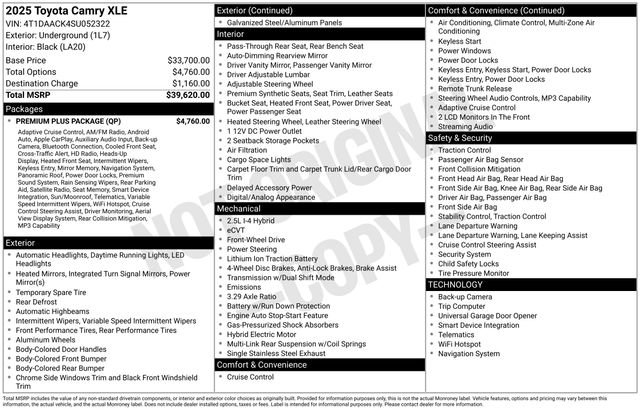 Used 2025 Toyota Camry XLE w/ Premium Plus Package FWD image 43