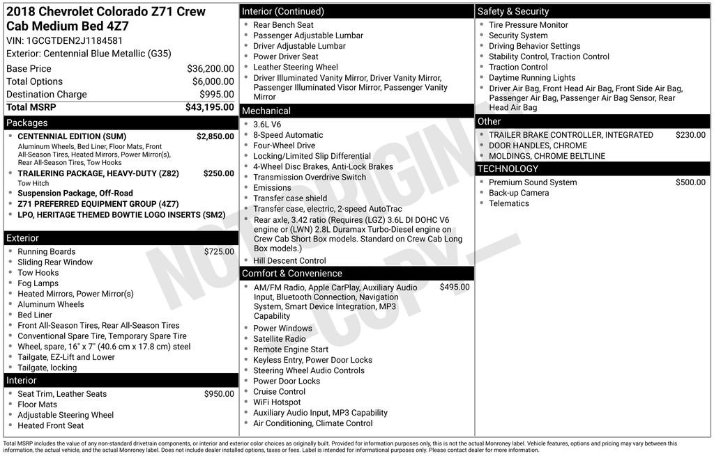 Used 2018 Chevrolet Colorado Z71 w/ Centennial Edition image 5