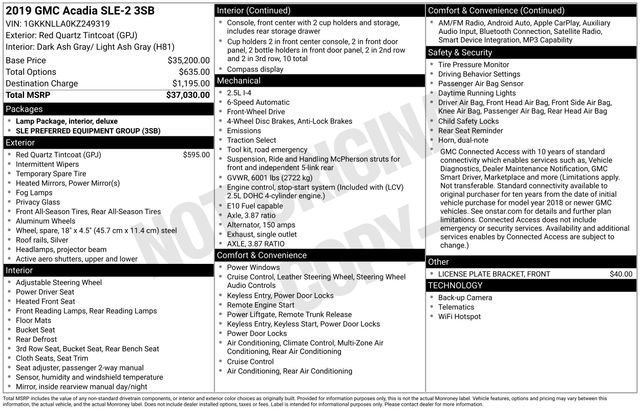 Used 2019 GMC Acadia SLE image 31