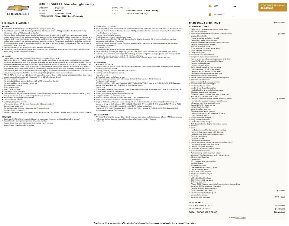 Certified 2016 Chevrolet Silverado 2500 High Country w/ Duramax Plus Package image 4