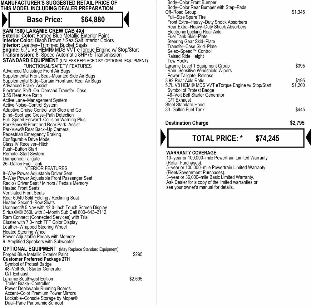 New 2026 RAM 1500 Laramie w/ Laramie Southwest Edition AWD/4WD image 2