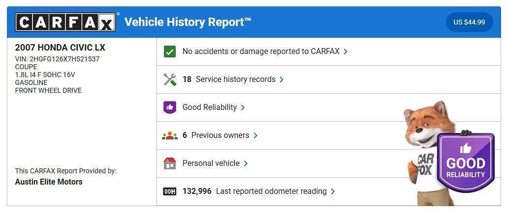 Used 2007 Honda Civic LX image 2