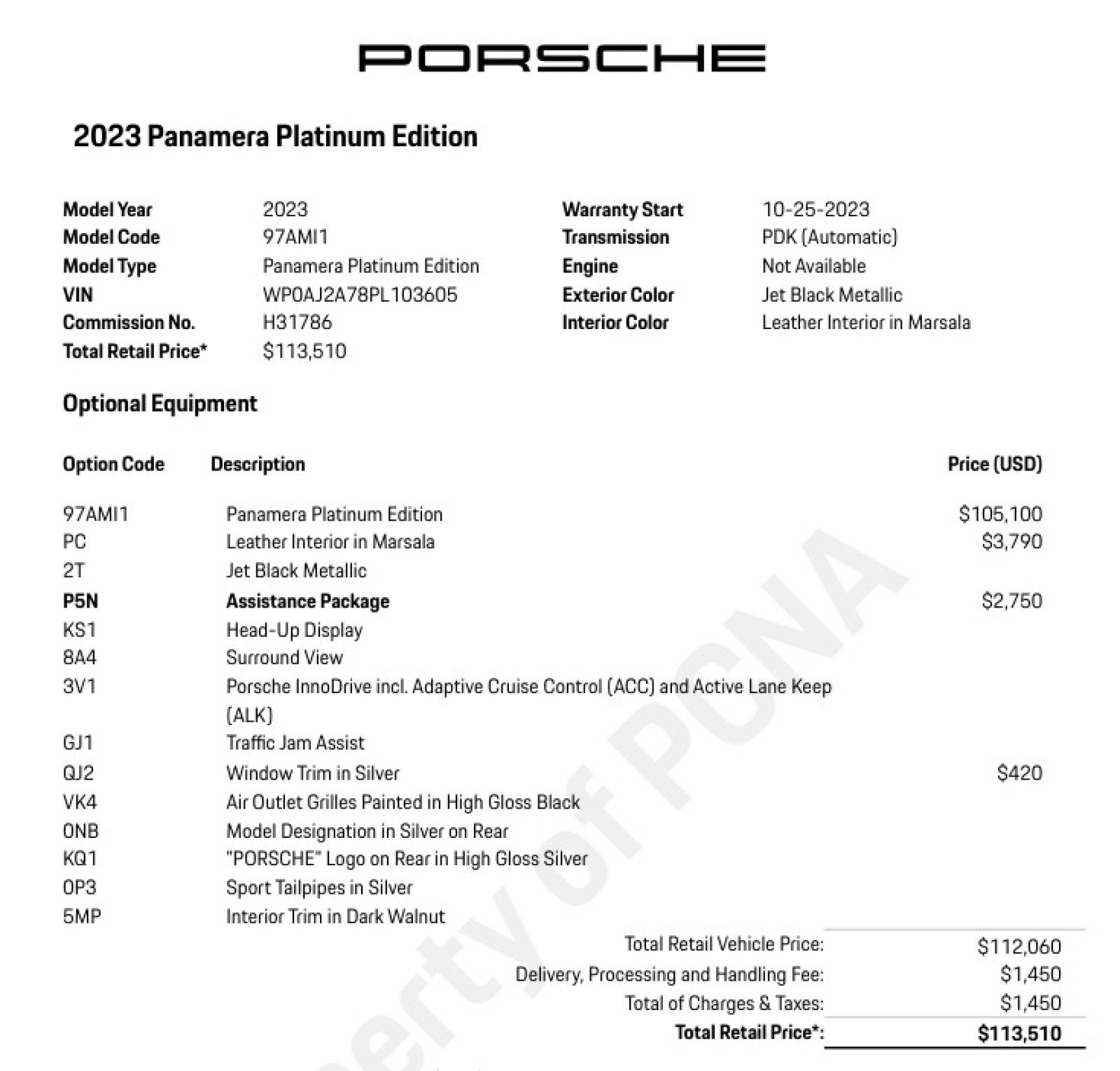 Used 2023 Porsche Panamera Platinum Edition RWD image 2