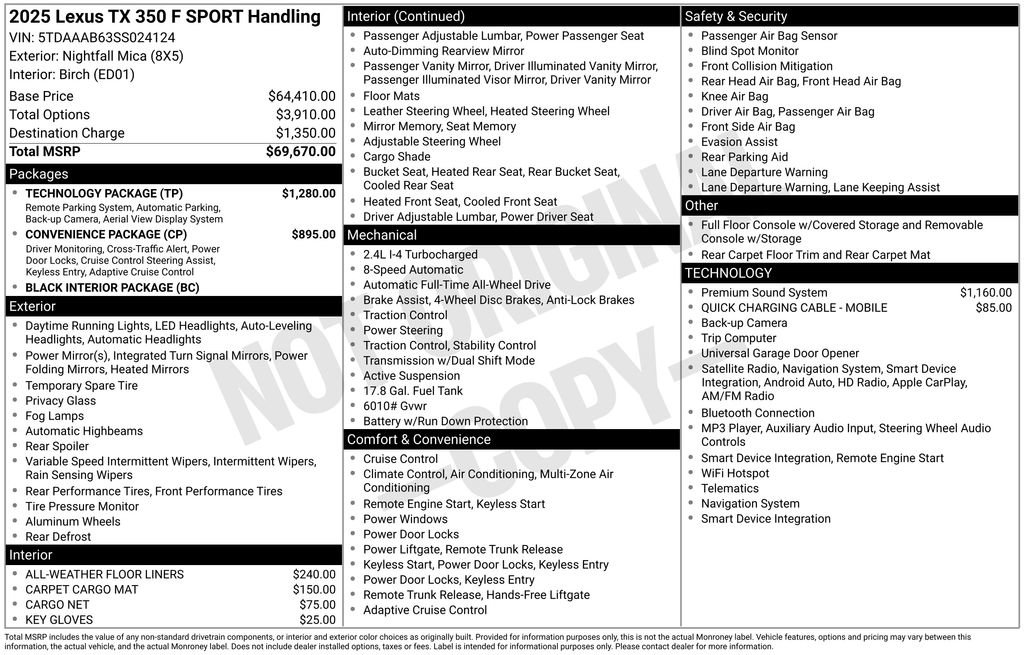 Used 2025 Lexus TX 350 AWD w/ Technology Package image 35