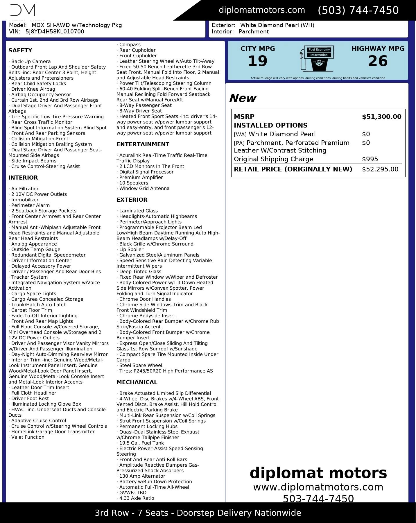 Used 2019 Acura MDX SH-AWD w/Technology Pkg Sport image 2