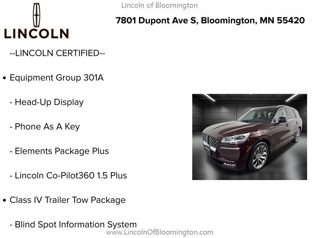 Certified 2023 Lincoln Aviator Grand Touring w/ Equipment Group 301A AWD/4WD image 6