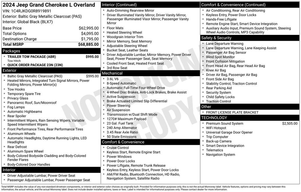 Used 2024 Jeep Grand Cherokee L Overland w/ Trailer Tow Package image 6