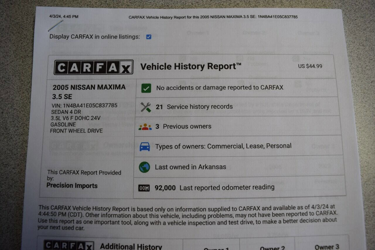 Used 2005 Nissan Maxima 3.5 SE image 48