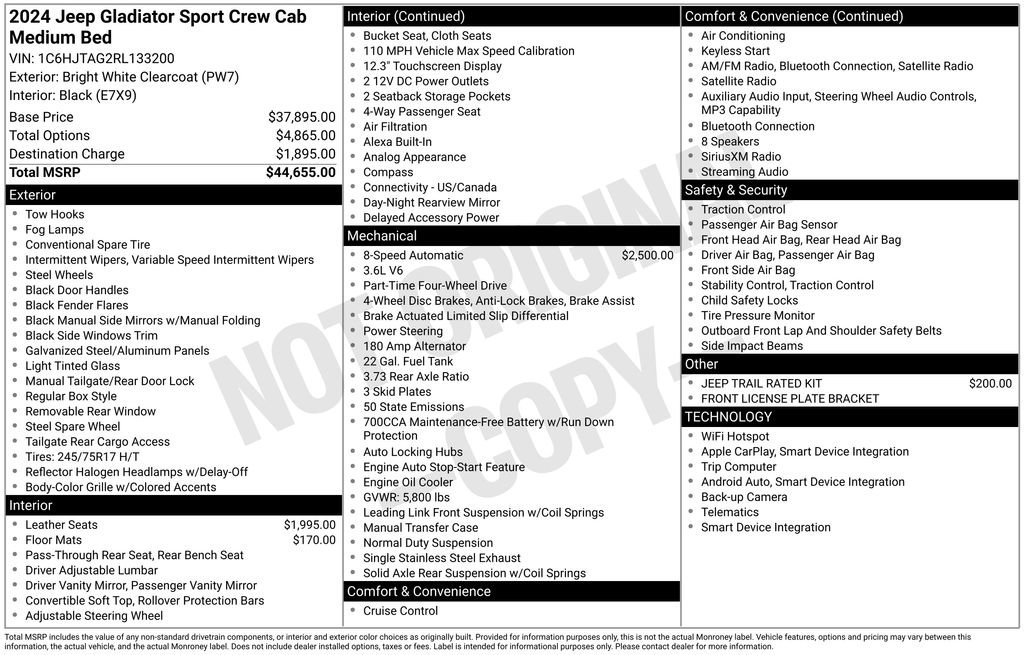 Certified 2024 Jeep Gladiator Sport AWD/4WD image 41