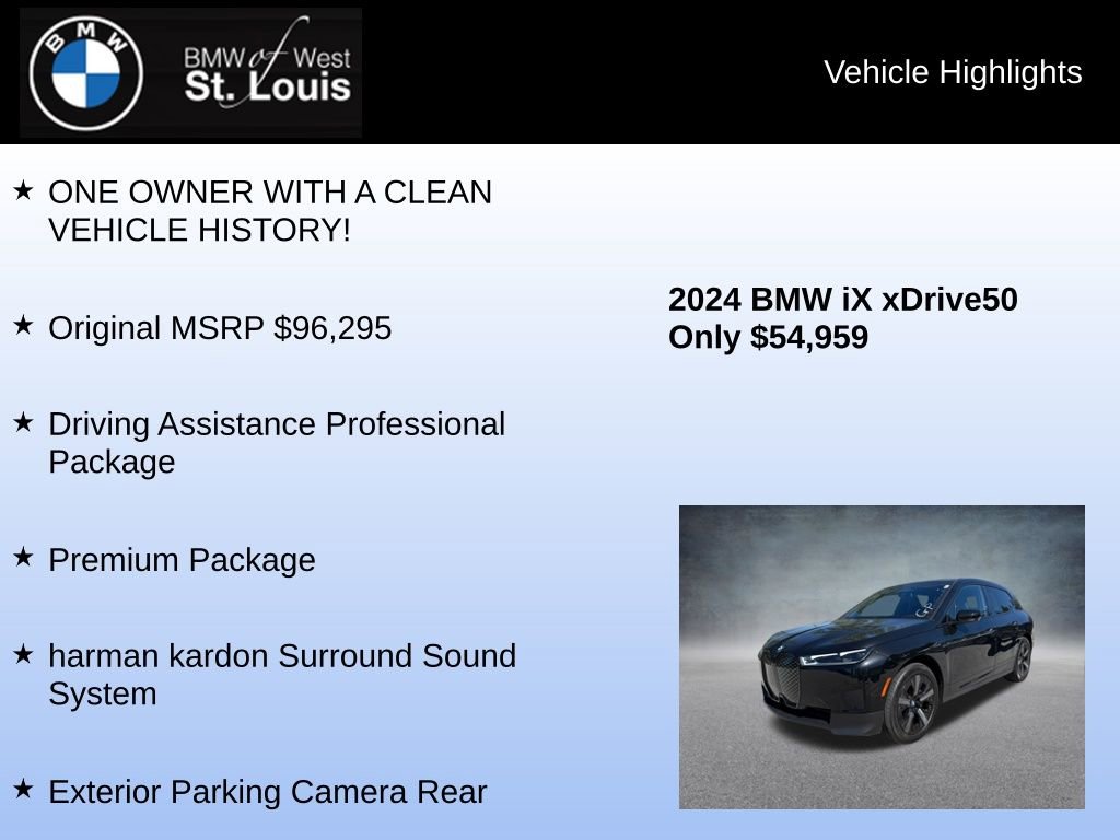 Used 2024 BMW iX xDrive50 w/ Premium Package AWD/4WD image 8