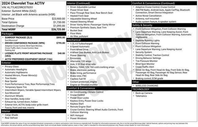 Used 2024 Chevrolet Trax ACTIV w/ Sunroof Package FWD image 30