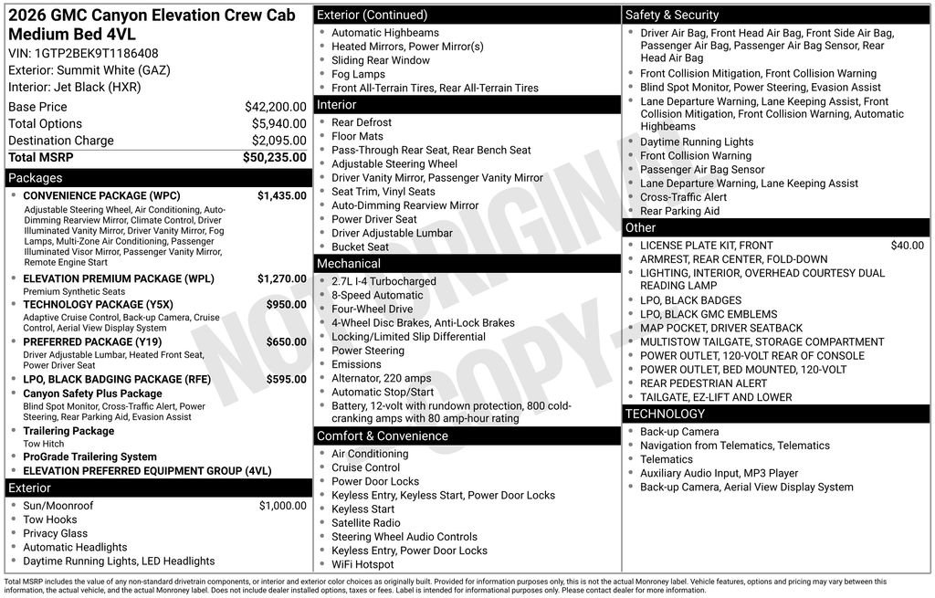 New 2026 GMC Canyon Elevation w/ Convenience Package AWD/4WD image 12