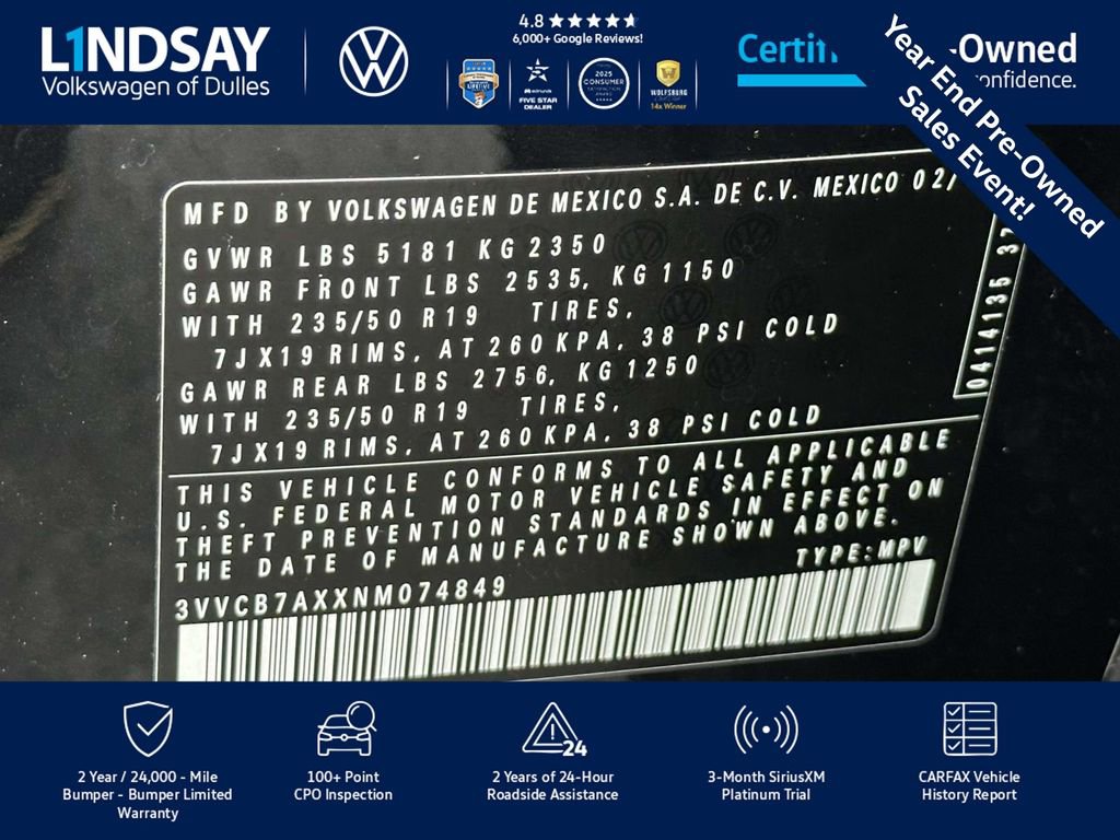 Certified 2022 Volkswagen Tiguan SE R-Line image 29