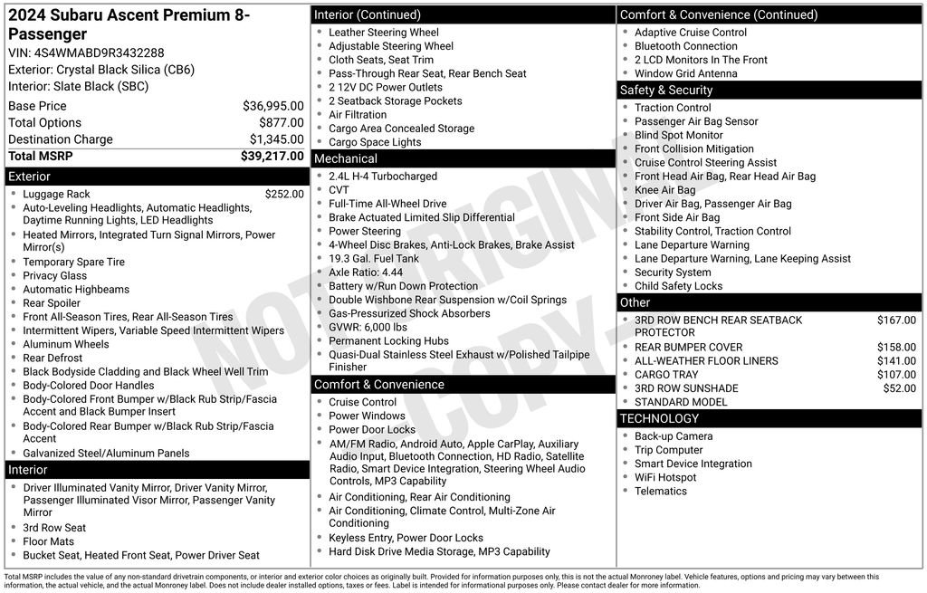 Certified 2024 Subaru Ascent Premium AWD/4WD image 39