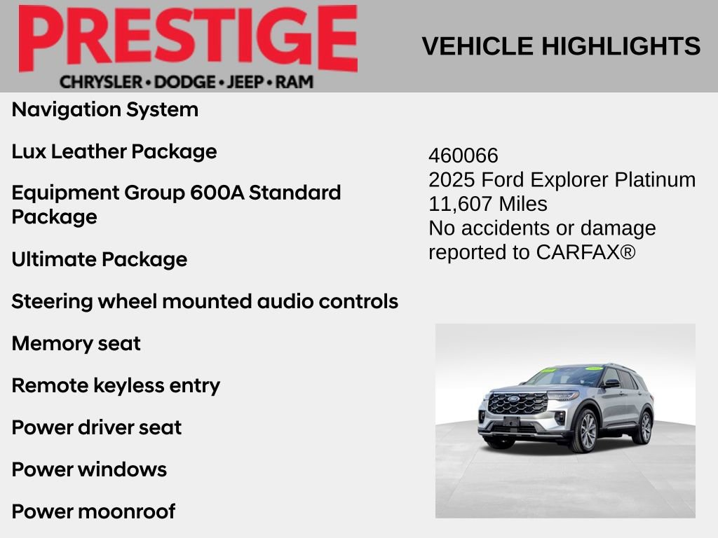 Used 2025 Ford Explorer Platinum w/ Ultimate Package image 2