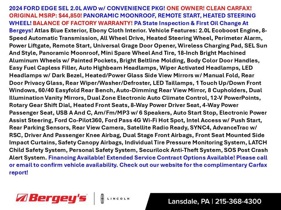 Used 2024 Ford Edge SEL w/ Convenience Package AWD/4WD image 2